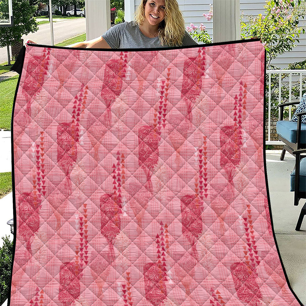 Aloha Hawaii Vintage Kahili Pa'a Lima Quilt Palaka Print Berry Pink LT7 Pink - Polynesian Pride