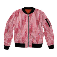 Aloha Hawaii Vintage Kahili Pa'a Lima Sleeve Zip Bomber Jacket Palaka Print Berry Pink