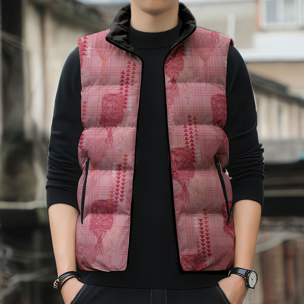 Aloha Hawaii Vintage Kahili Pa'a Lima Sleeveless Puffer Jacket Palaka Print Berry Pink