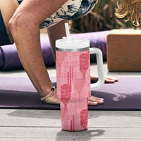 Aloha Hawaii Vintage Kahili Pa'a Lima Tumbler With Handle Palaka Print Berry Pink