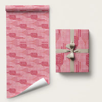 Aloha Hawaii Vintage Kahili Pa'a Lima Wrapping Paper Palaka Print Berry Pink