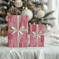 Aloha Hawaii Vintage Kahili Pa'a Lima Wrapping Paper Palaka Print Berry Pink