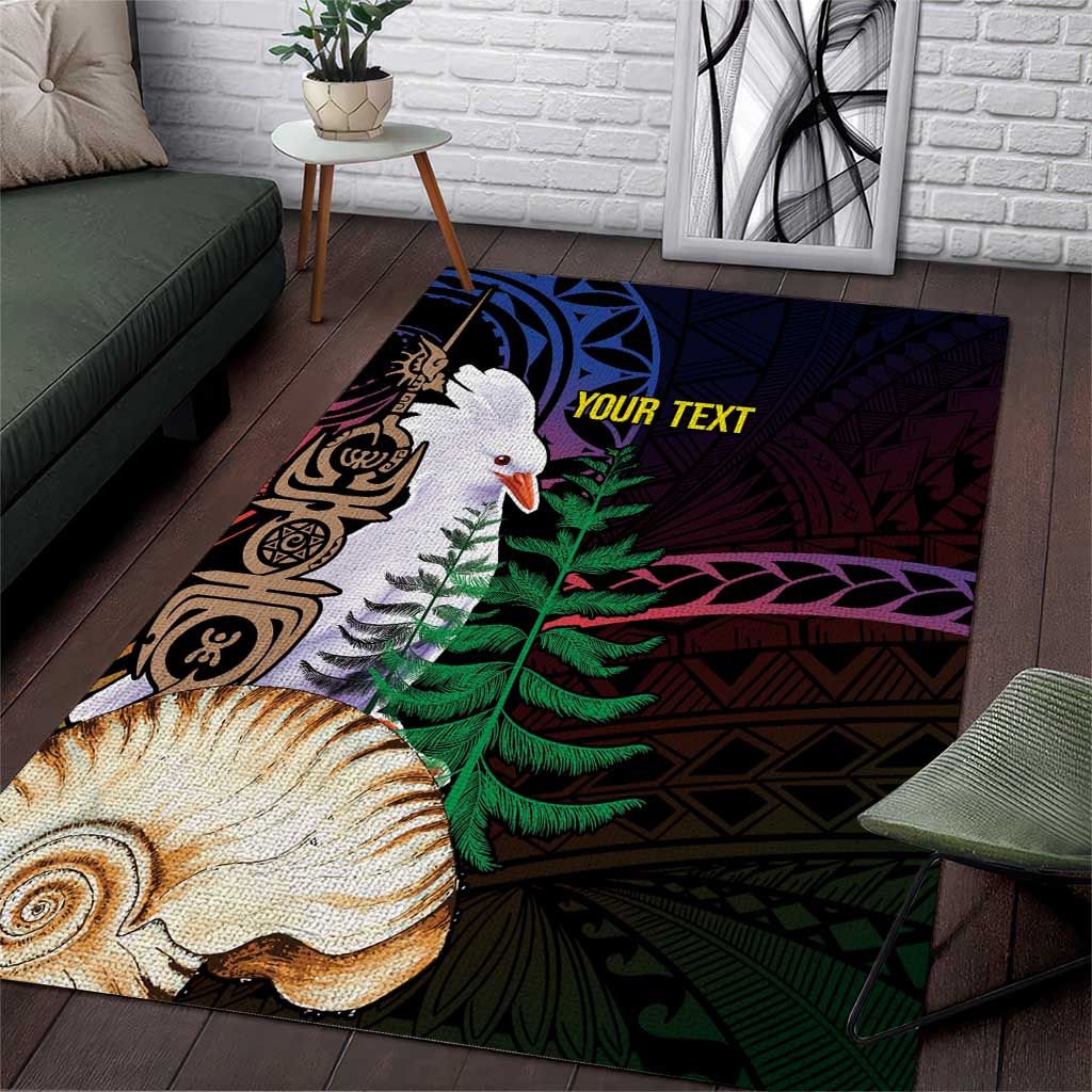 New Caledonia Kanaky Personalized Area Rug Kagu Bird Emblem - Polynesian Pride