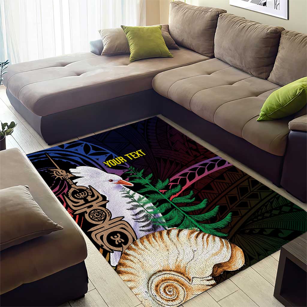 New Caledonia Kanaky Personalized Area Rug Kagu Bird Emblem - Polynesian Pride