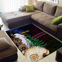 New Caledonia Kanaky Personalized Area Rug Kagu Bird Emblem - Polynesian Pride