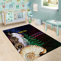 New Caledonia Kanaky Personalized Area Rug Kagu Bird Emblem - Polynesian Pride