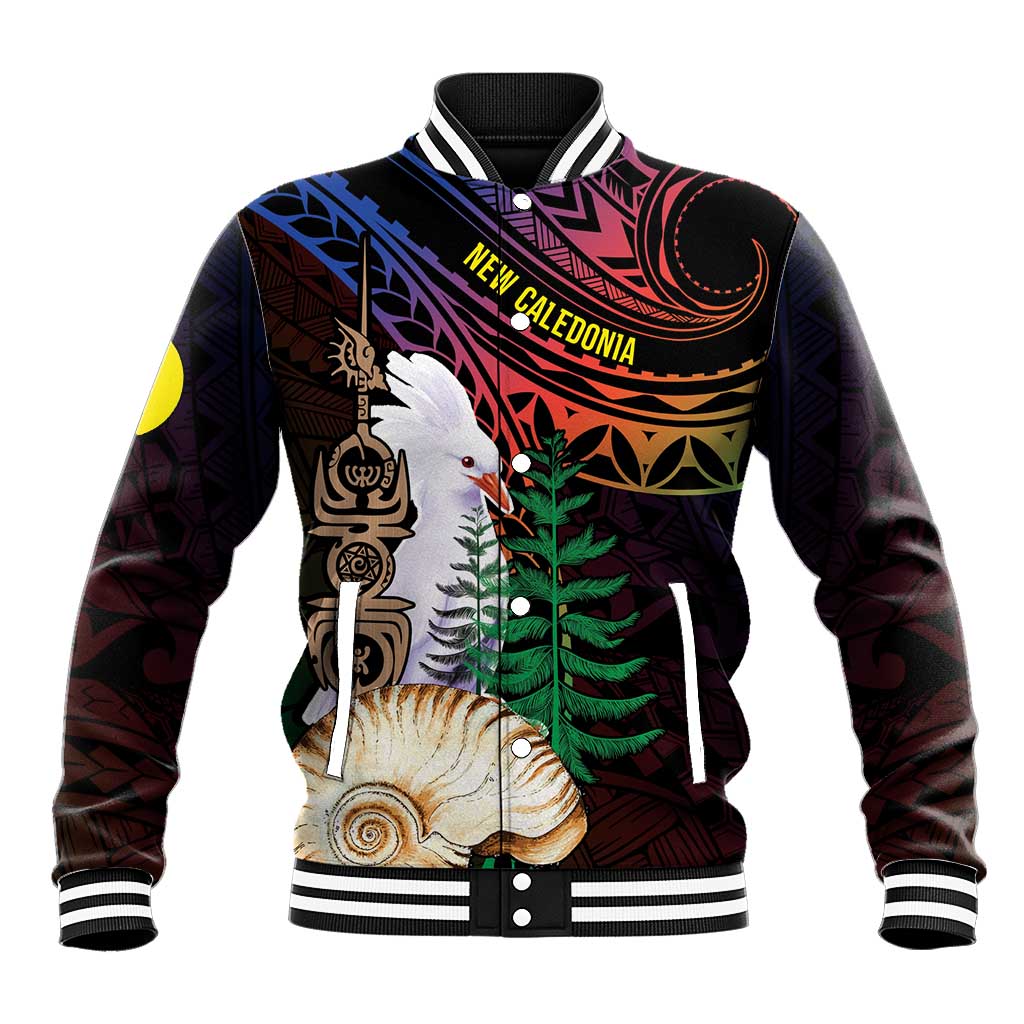 New Caledonia Kanaky Personalized Baseball Jacket Kagu Bird Emblem LT7 Unisex Black - Polynesian Pride