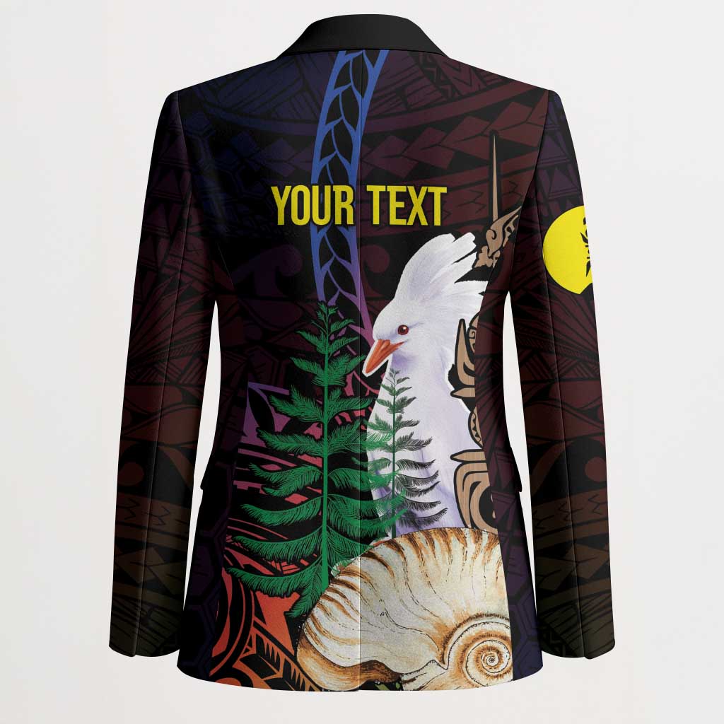 New Caledonia Kanaky Personalized Blazer Kagu Bird Emblem - Polynesian Pride