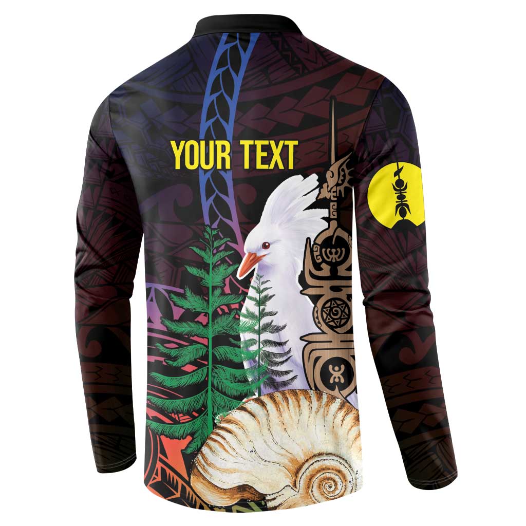 New Caledonia Kanaky Personalized Button Sweatshirt Kagu Bird Emblem - Polynesian Pride