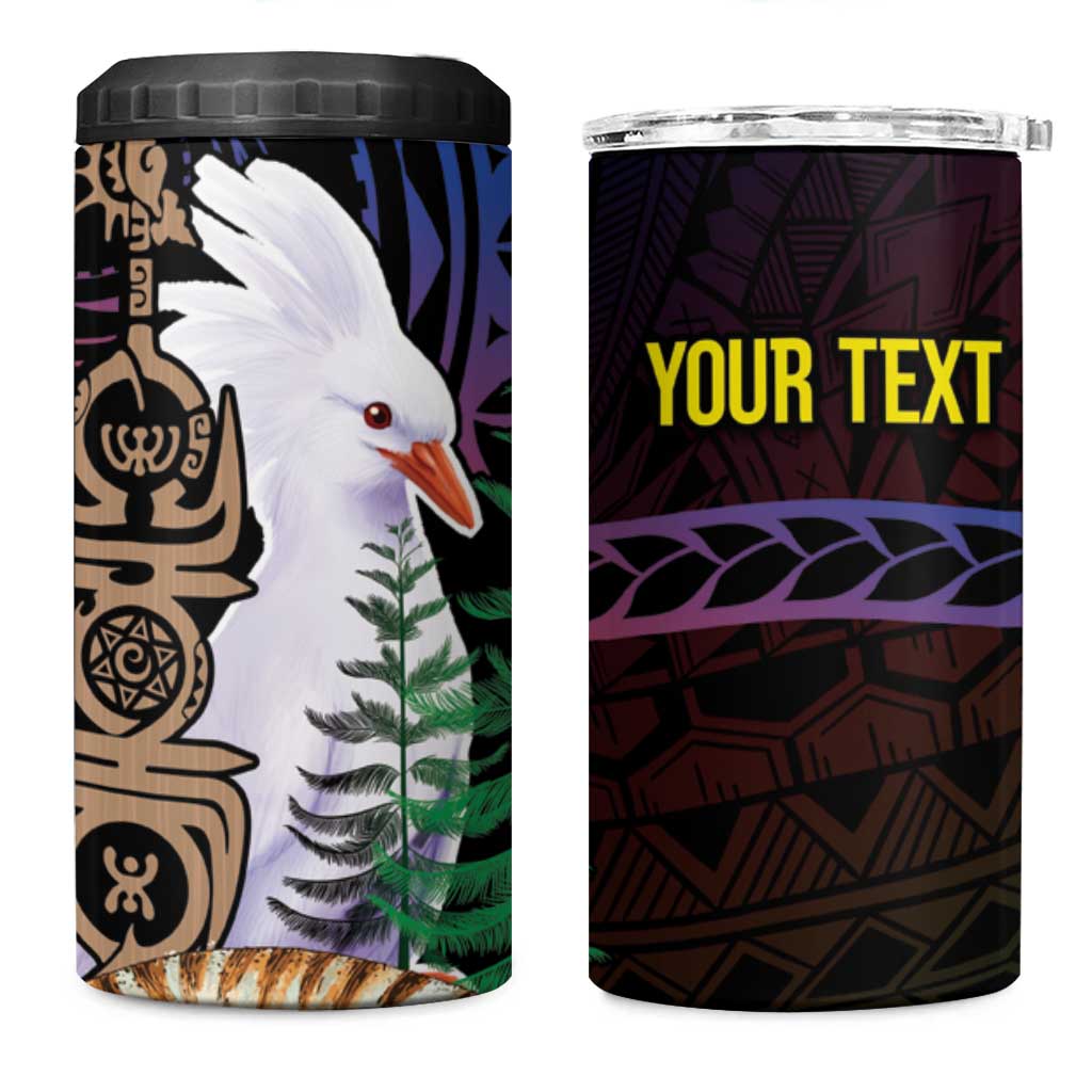 New Caledonia Kanaky Personalized 4 in 1 Can Cooler Tumbler Kagu Bird Emblem LT7 One Size: 16 oz Black - Polynesian Pride