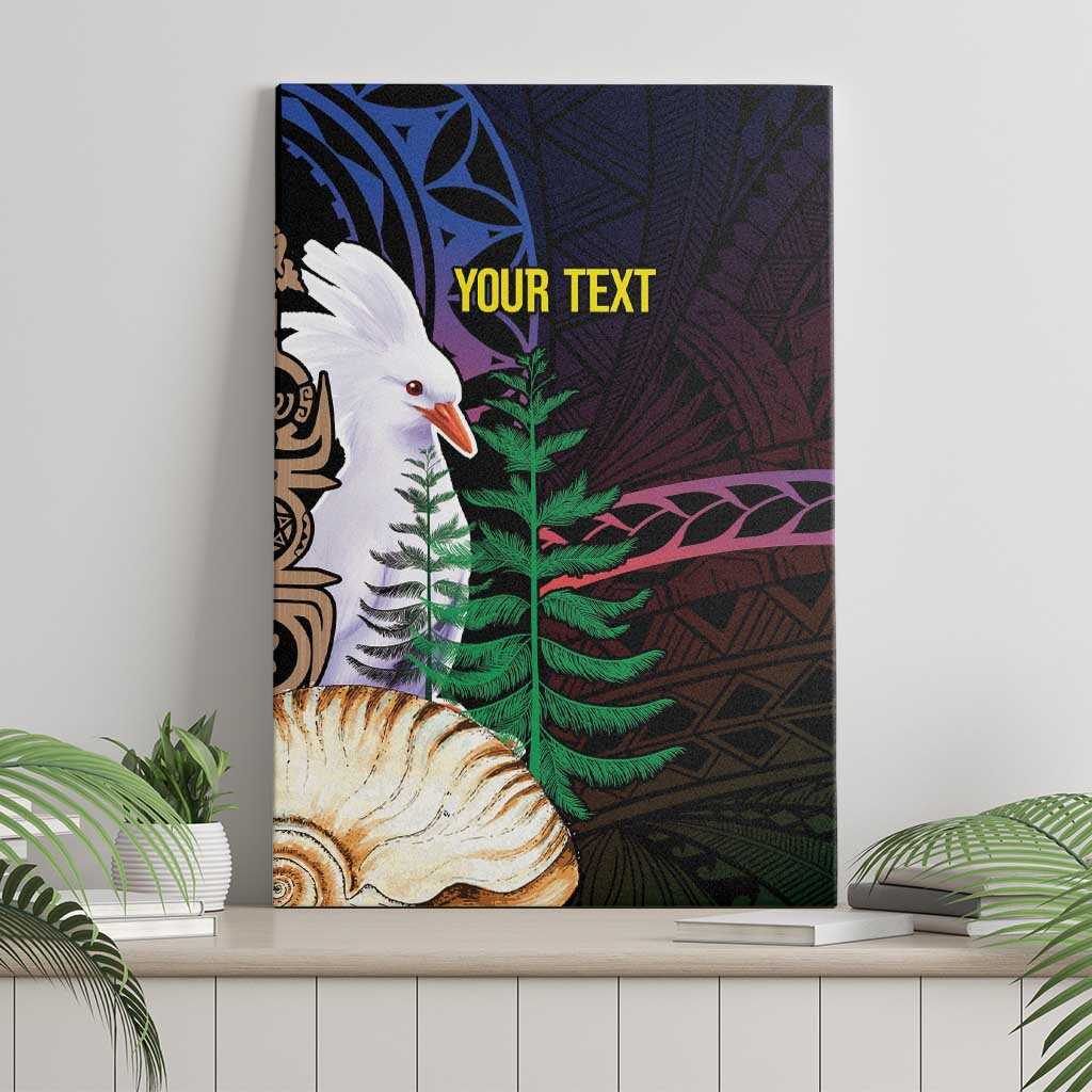 New Caledonia Kanaky Personalized Canvas Wall Art Kagu Bird Emblem - Polynesian Pride