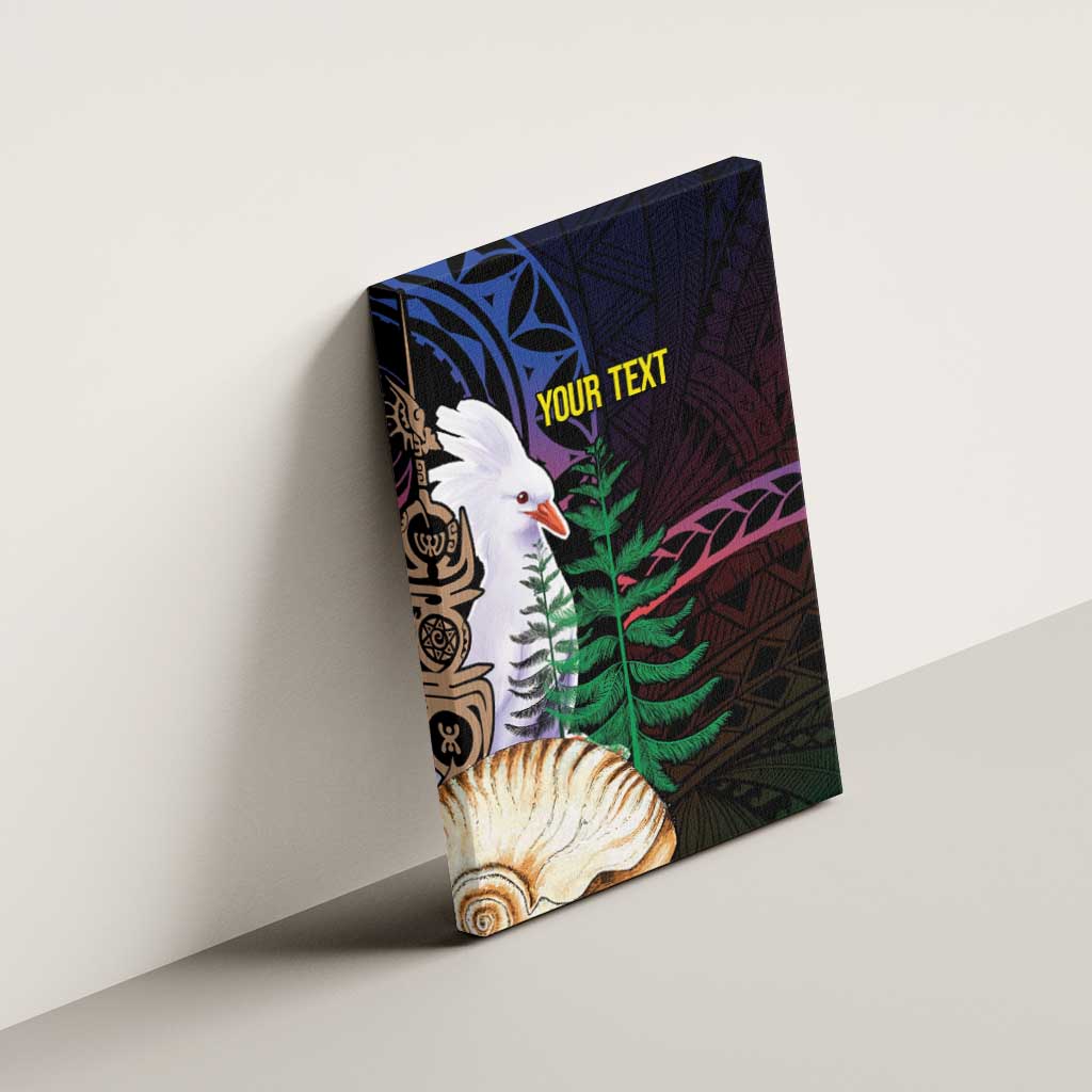 New Caledonia Kanaky Personalized Canvas Wall Art Kagu Bird Emblem - Polynesian Pride