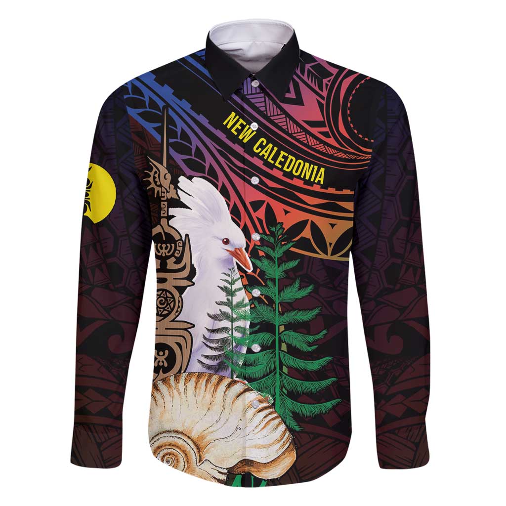 New Caledonia Kanaky Personalized Family Matching Long Sleeve Bodycon Dress and Hawaiian Shirt Kagu Bird Emblem - Polynesian Pride