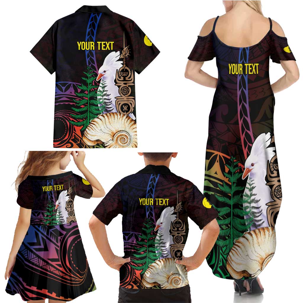 New Caledonia Kanaky Personalized Family Matching Summer Maxi Dress and Hawaiian Shirt Kagu Bird Emblem - Polynesian Pride