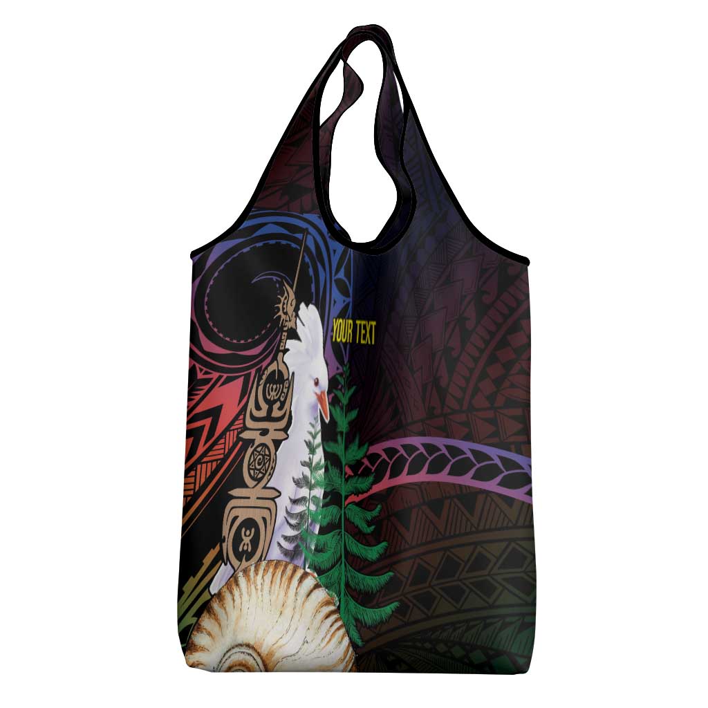 New Caledonia Kanaky Personalized Grocery Bag Kagu Bird Emblem - Polynesian Pride