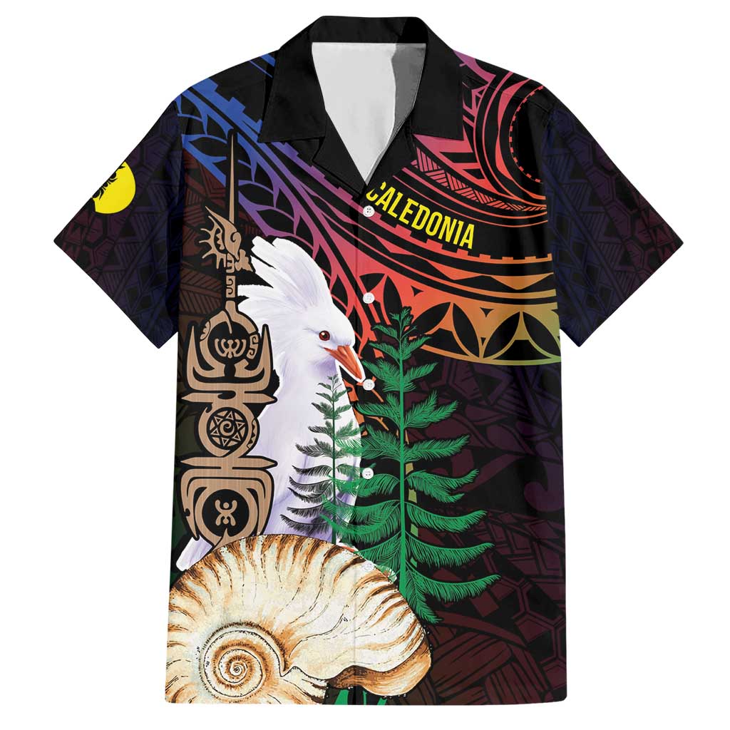 New Caledonia Kanaky Personalized Hawaiian Shirt Kagu Bird Emblem LT7 Black - Polynesian Pride