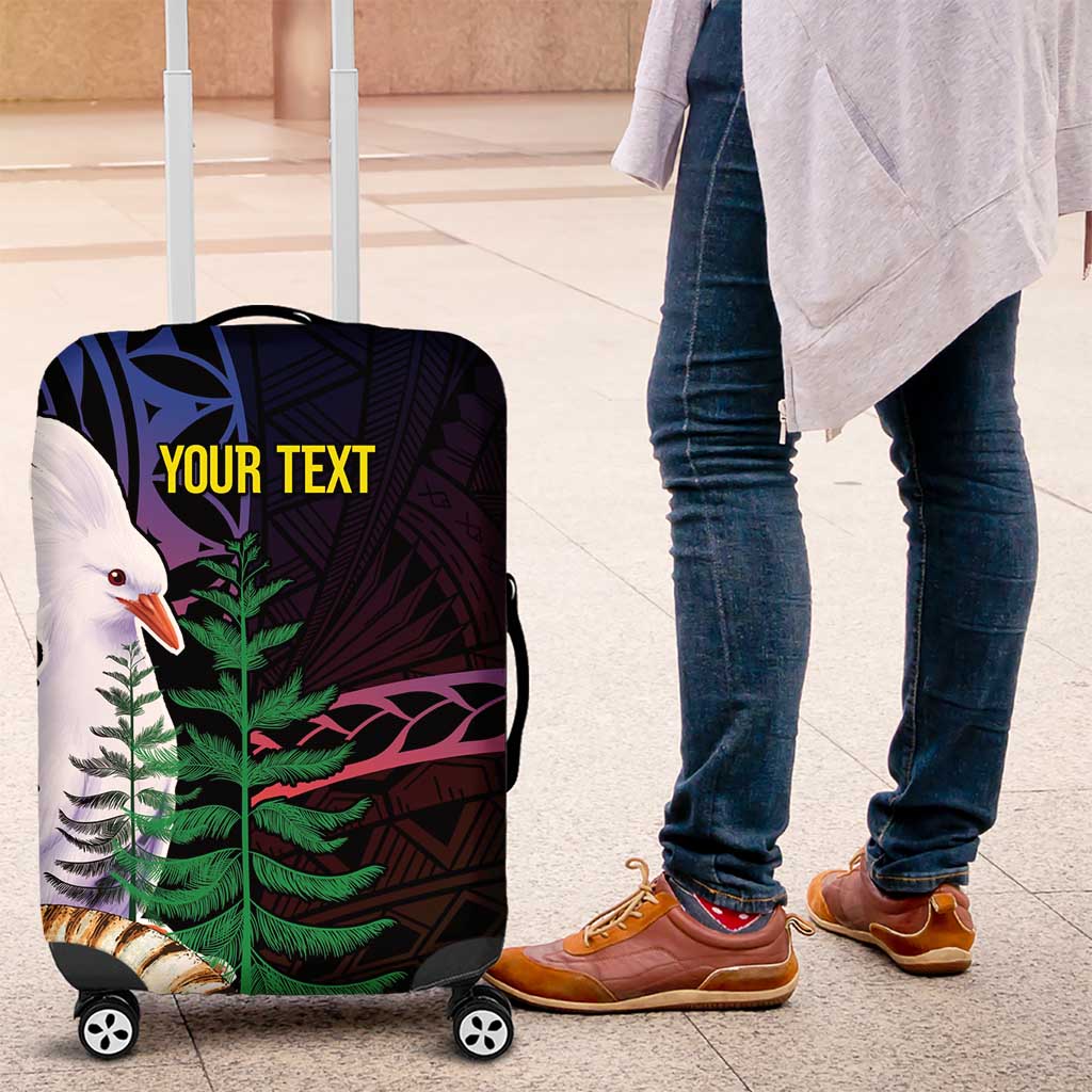 New Caledonia Kanaky Personalized Luggage Cover Kagu Bird Emblem LT7 Black - Polynesian Pride
