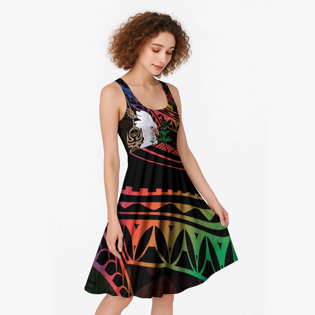 New Caledonia Kanaky Personalized Midi Dress Kagu Bird Emblem - Polynesian Pride