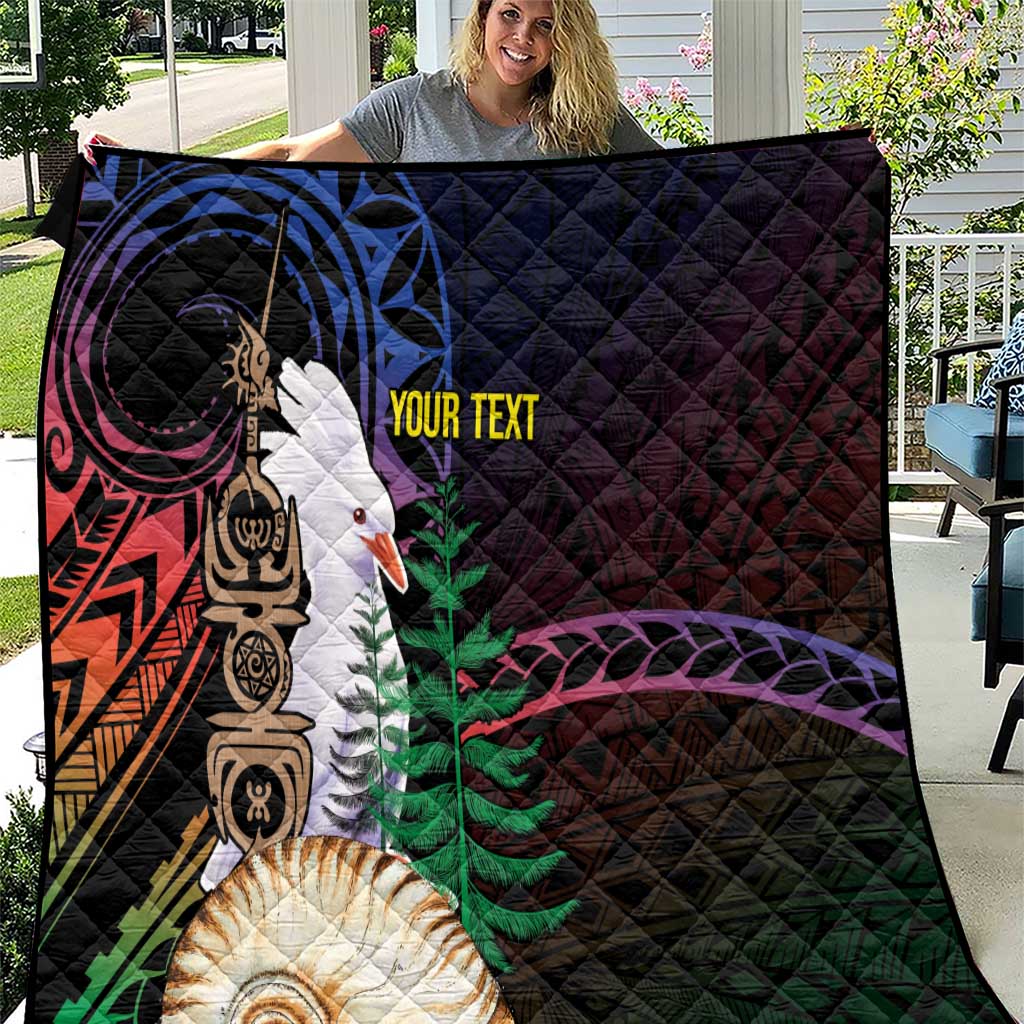 New Caledonia Kanaky Personalized Quilt Kagu Bird Emblem LT7 Black - Polynesian Pride