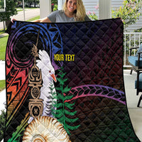 New Caledonia Kanaky Personalized Quilt Kagu Bird Emblem - Polynesian Pride