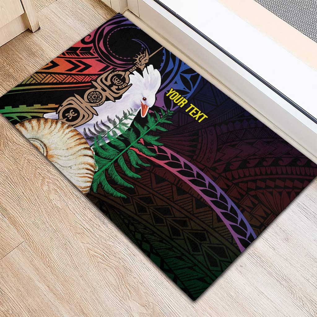 New Caledonia Kanaky Personalized Rubber Doormat Kagu Bird Emblem LT7 - Polynesian Pride