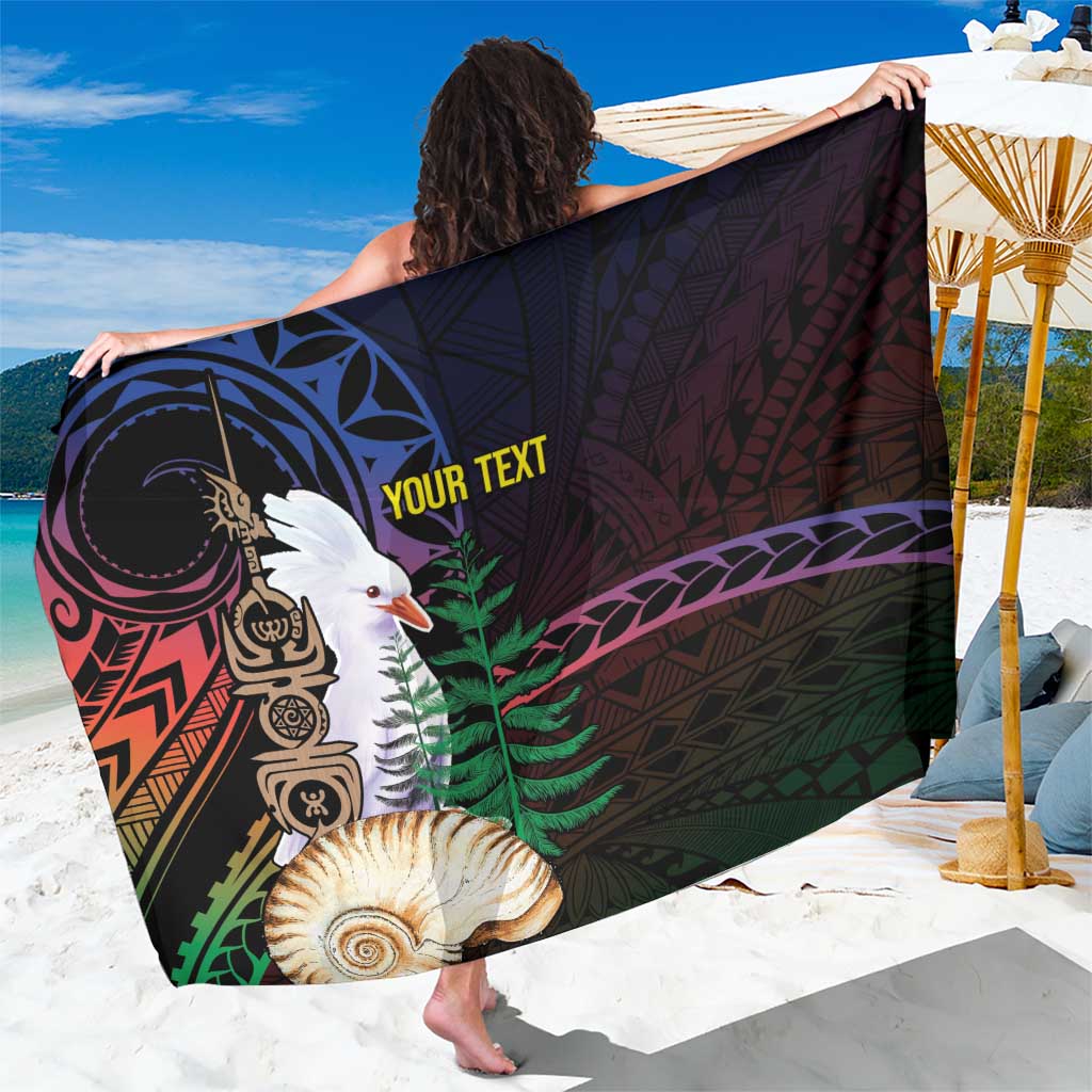 New Caledonia Kanaky Personalized Sarong Kagu Bird Emblem LT7 One Size 44 x 66 inches Black - Polynesian Pride