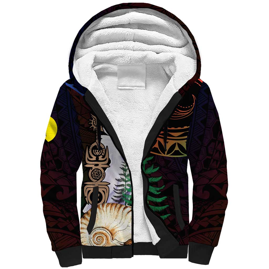 New Caledonia Kanaky Personalized Sherpa Hoodie Kagu Bird Emblem LT7 Unisex Black - Polynesian Pride