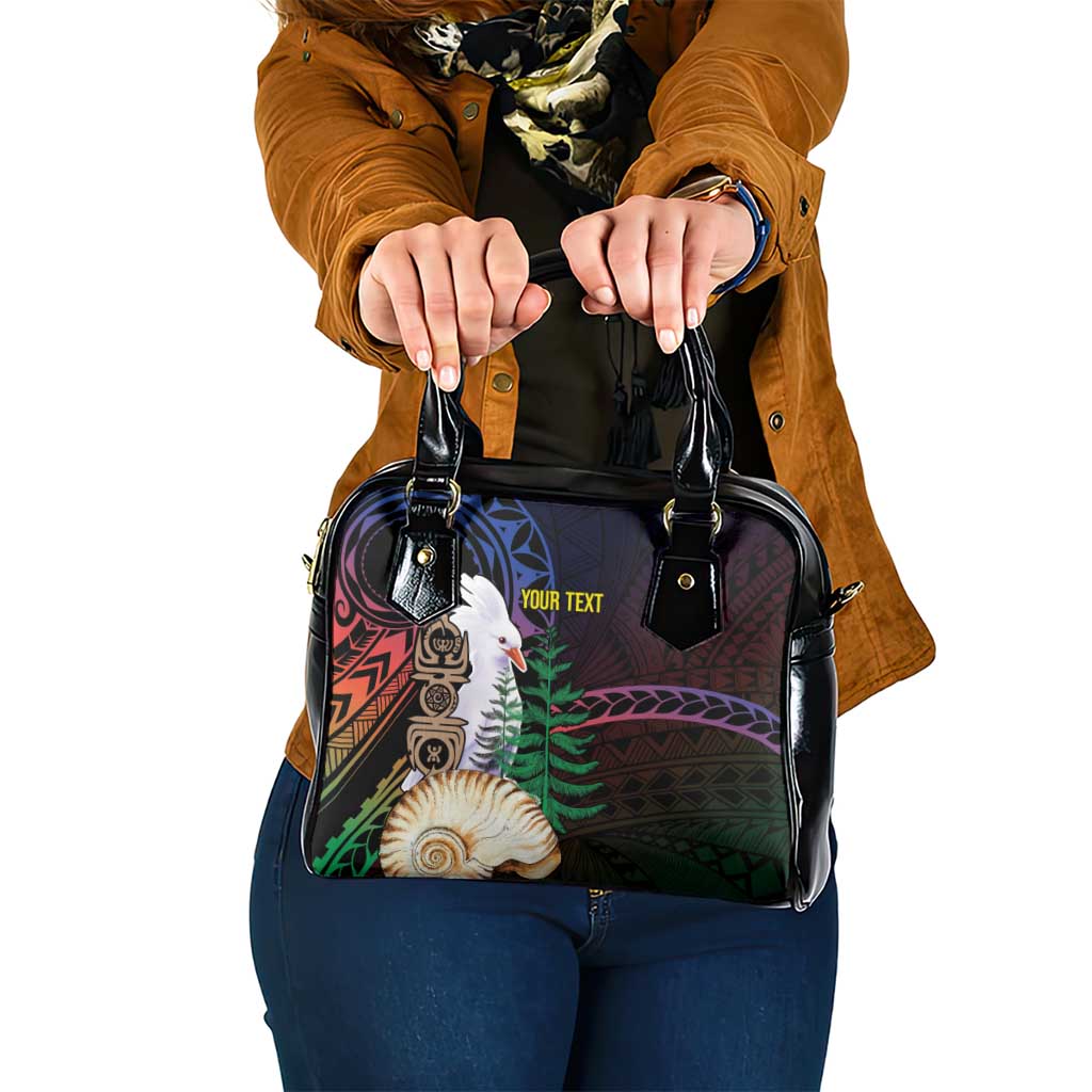 New Caledonia Kanaky Personalized Shoulder Handbag Kagu Bird Emblem LT7 One Size Black - Polynesian Pride