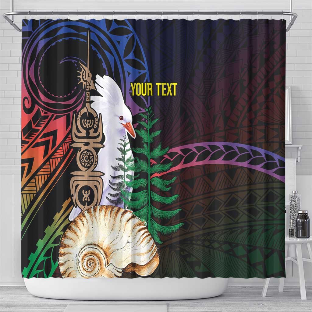 New Caledonia Kanaky Personalized Shower Curtain Kagu Bird Emblem - Polynesian Pride