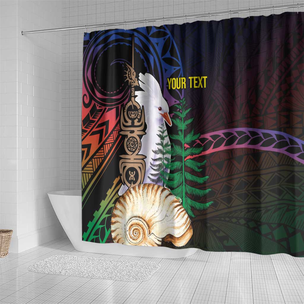 New Caledonia Kanaky Personalized Shower Curtain Kagu Bird Emblem - Polynesian Pride