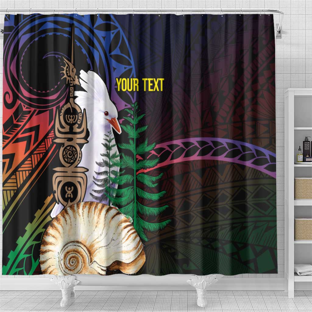 New Caledonia Kanaky Personalized Shower Curtain Kagu Bird Emblem - Polynesian Pride