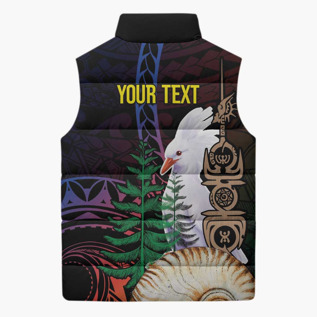 New Caledonia Kanaky Personalized Sleeveless Puffer Jacket Kagu Bird Emblem - Polynesian Pride