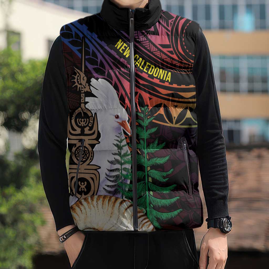 New Caledonia Kanaky Personalized Sleeveless Puffer Jacket Kagu Bird Emblem - Polynesian Pride