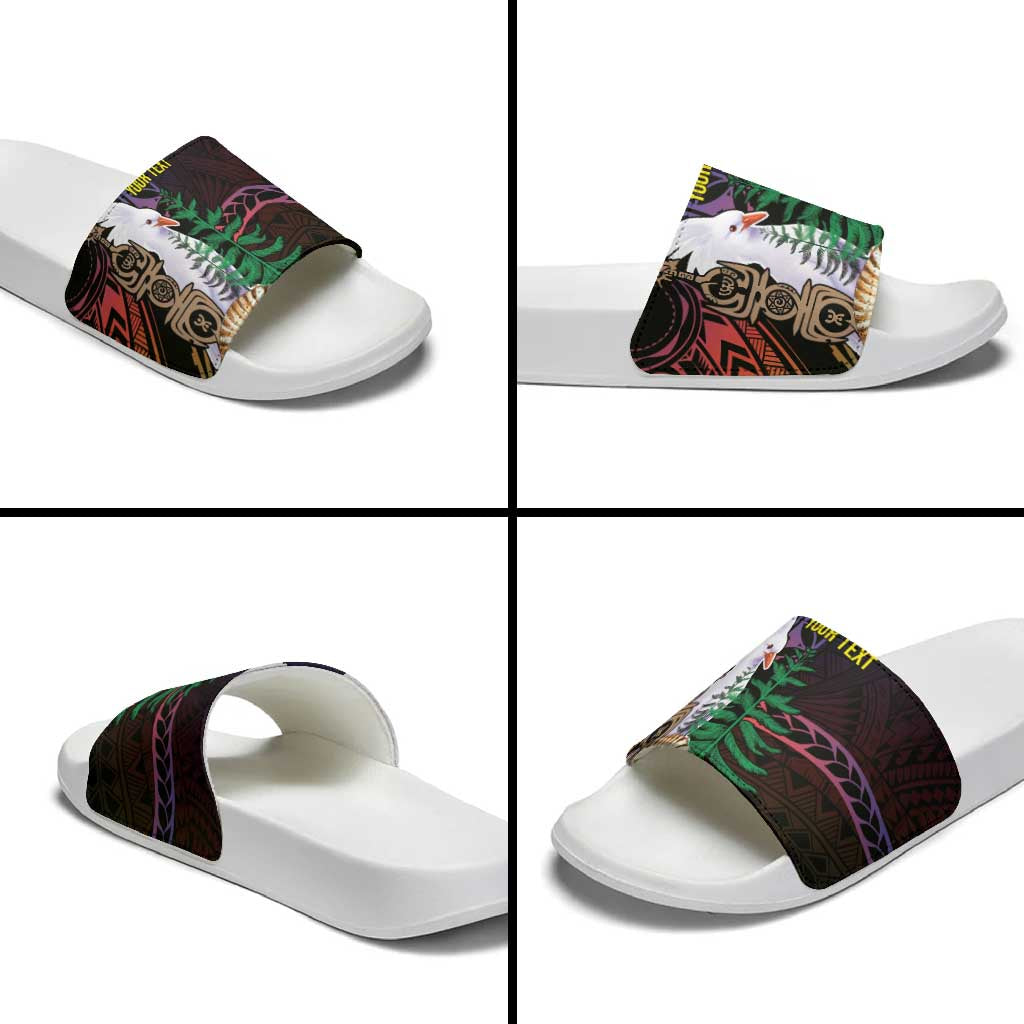 New Caledonia Kanaky Personalized Slide Sandals Kagu Bird Emblem - Polynesian Pride