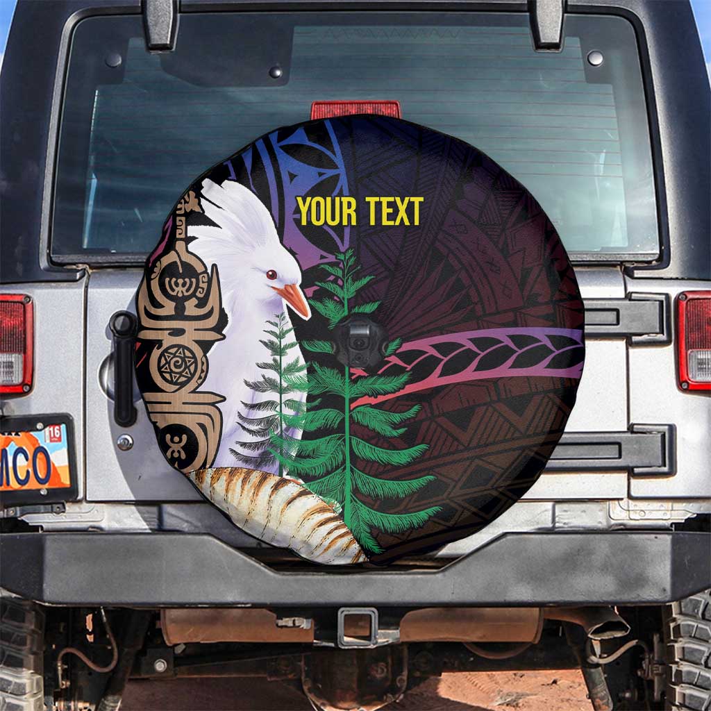 New Caledonia Kanaky Personalized Spare Tire Cover Kagu Bird Emblem LT7 Black - Polynesian Pride