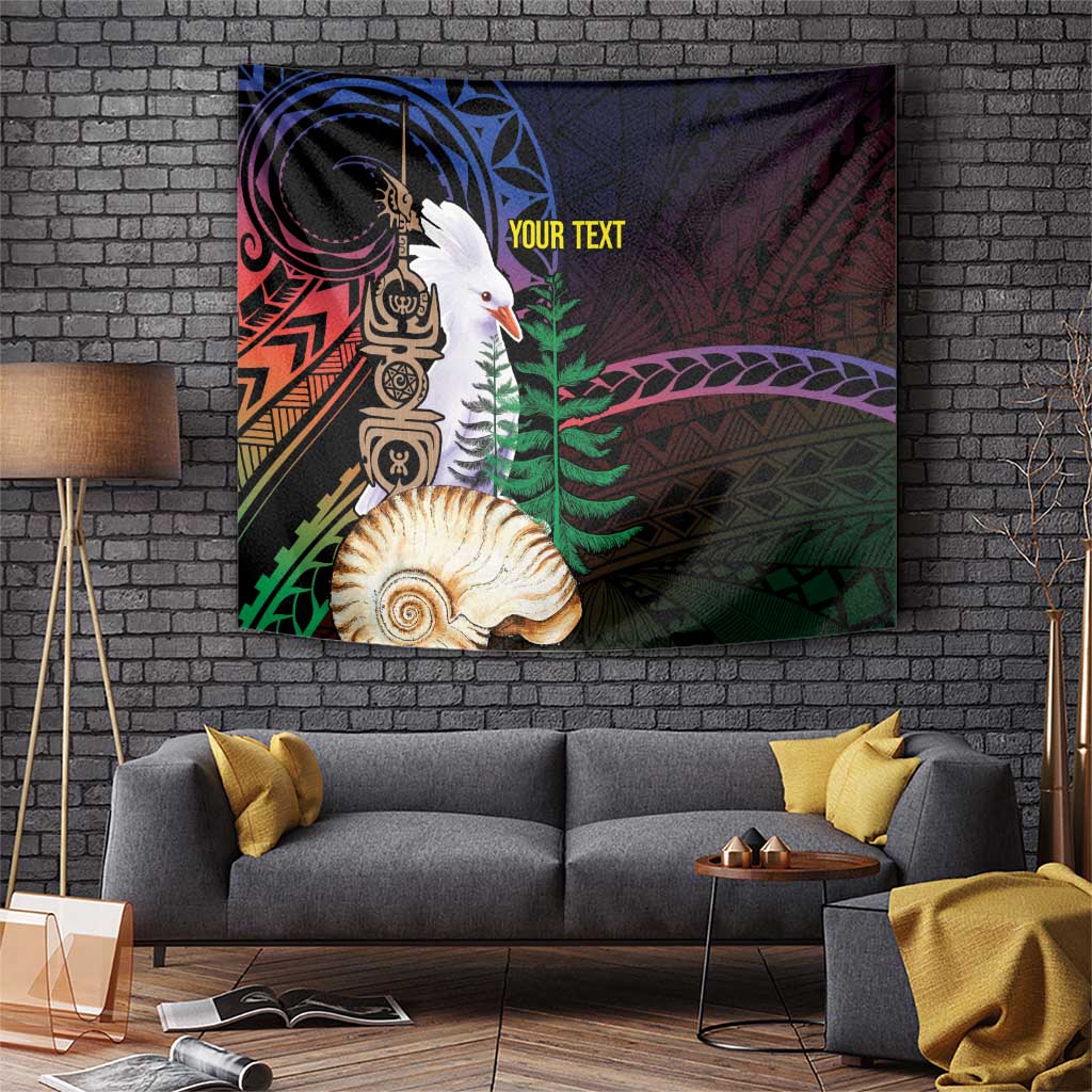 New Caledonia Kanaky Personalized Tapestry Kagu Bird Emblem LT7 Black - Polynesian Pride