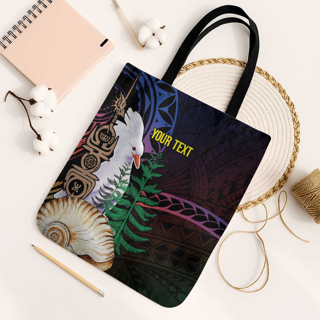 New Caledonia Kanaky Personalized Tote Bag Kagu Bird Emblem LT7 Black Strap One Size Black - Polynesian Pride