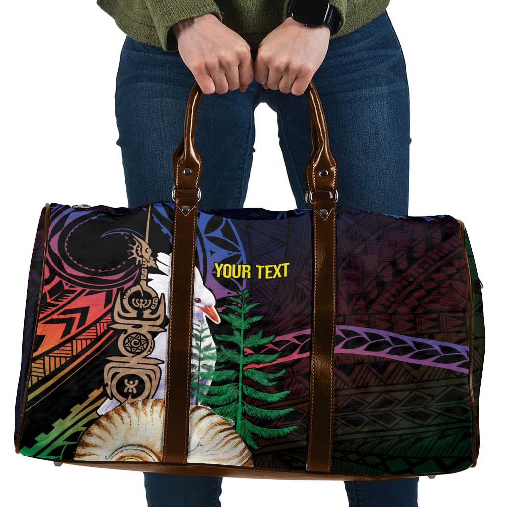 New Caledonia Kanaky Personalized Travel Bag Kagu Bird Emblem LT7 Black - Polynesian Pride