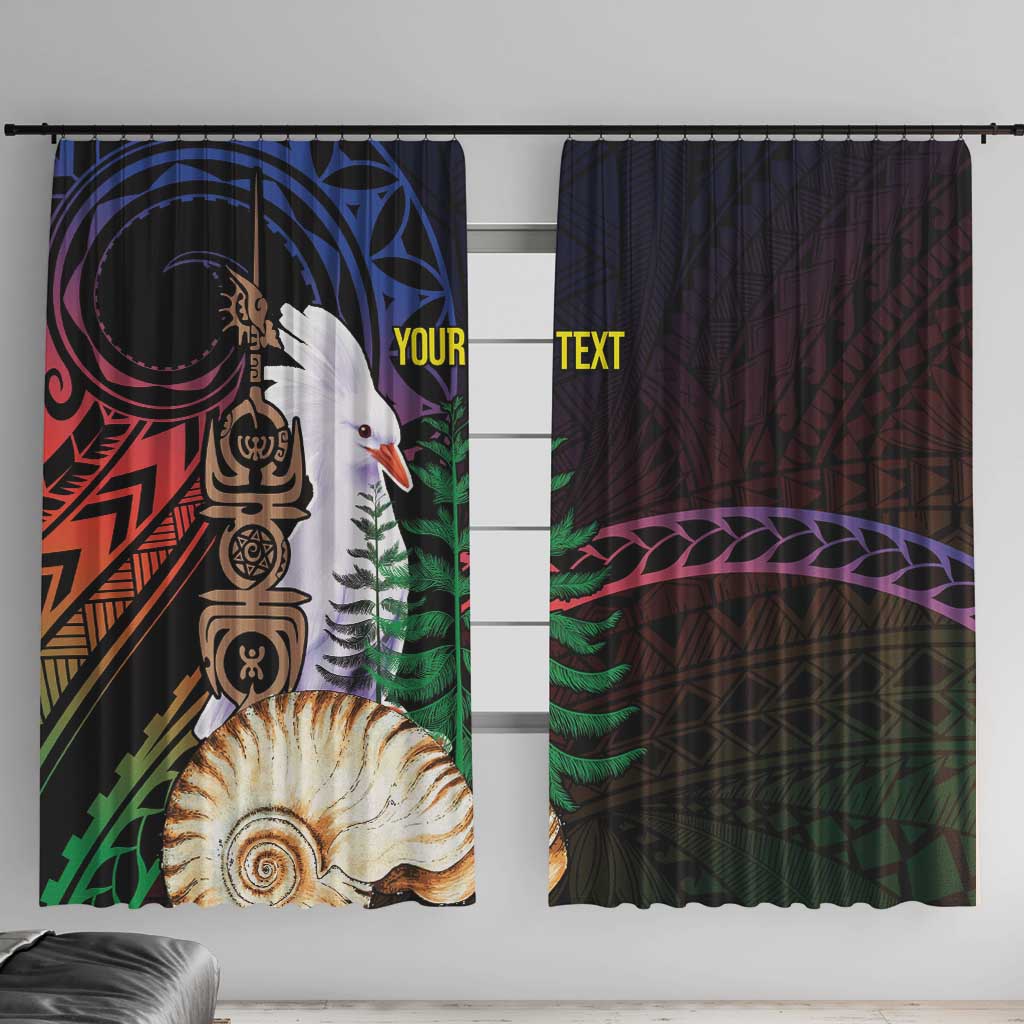 New Caledonia Kanaky Personalized Window Curtain Kagu Bird Emblem LT7 With Hooks Black - Polynesian Pride