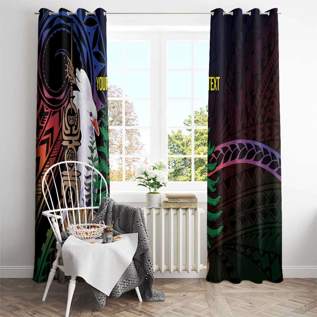 New Caledonia Kanaky Personalized Window Curtain Kagu Bird Emblem - Polynesian Pride