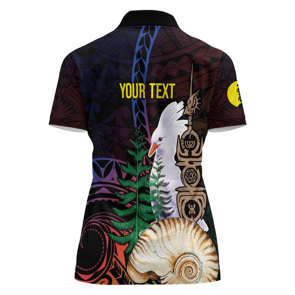 New Caledonia Kanaky Personalized Women Polo Shirt Kagu Bird Emblem - Polynesian Pride