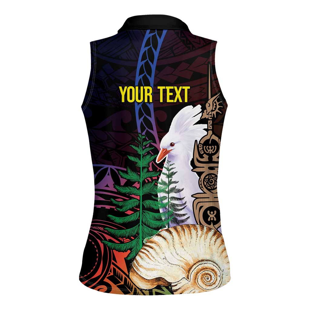 New Caledonia Kanaky Personalized Women Sleeveless Polo Shirt Kagu Bird Emblem - Polynesian Pride