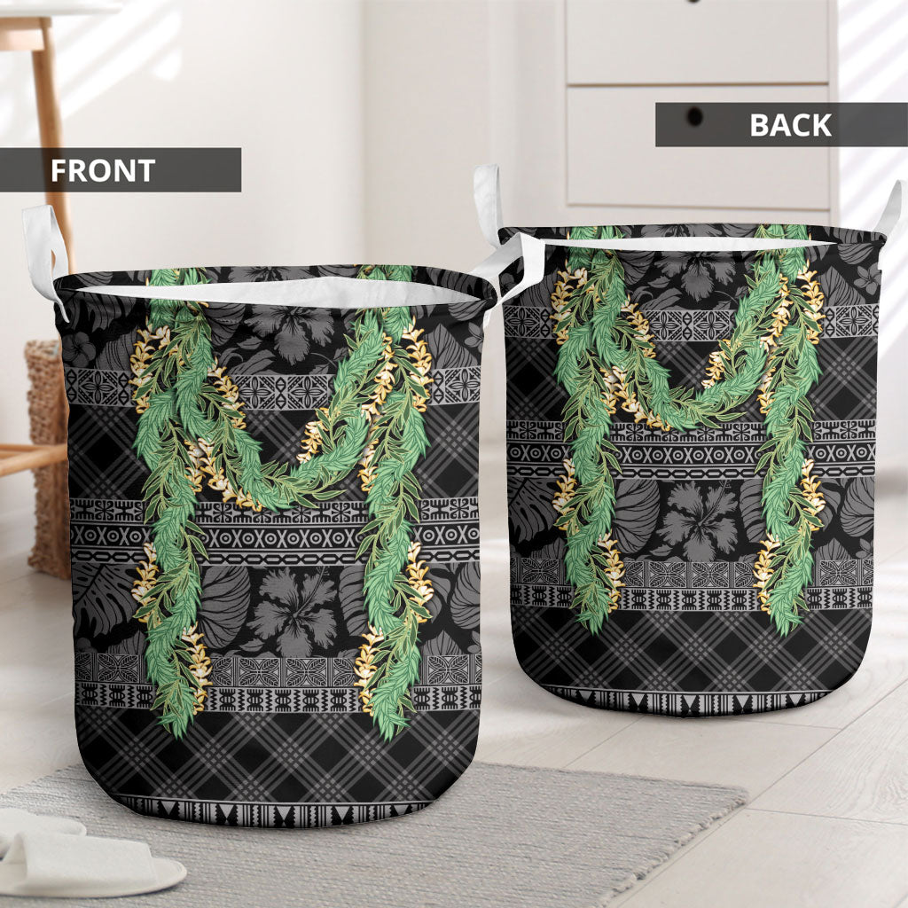 Hawai'i Paniolo Maile Twisted Lei Laundry Basket Obsidian Black