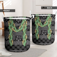 Hawai'i Paniolo Maile Twisted Lei Laundry Basket Obsidian Black