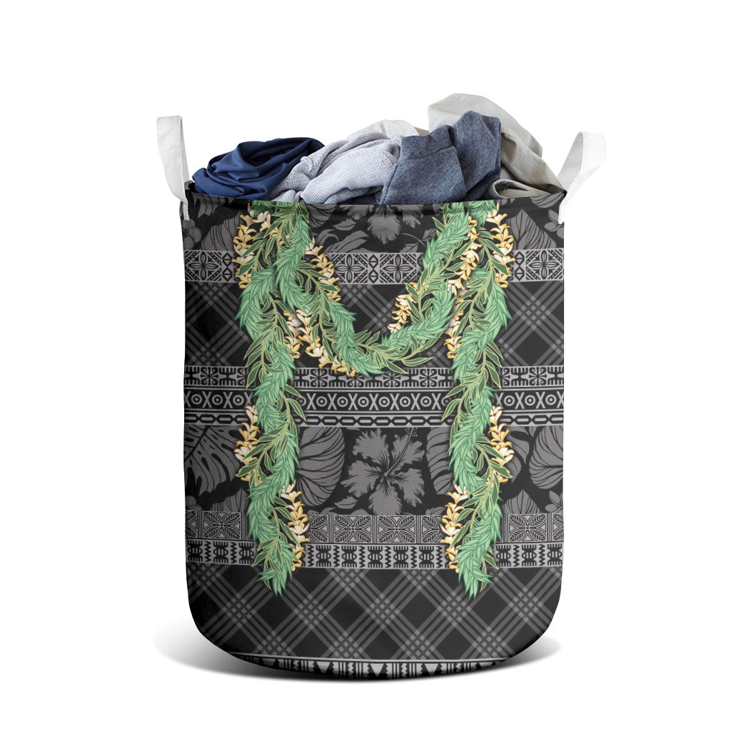 Hawai'i Paniolo Maile Twisted Lei Laundry Basket Obsidian Black