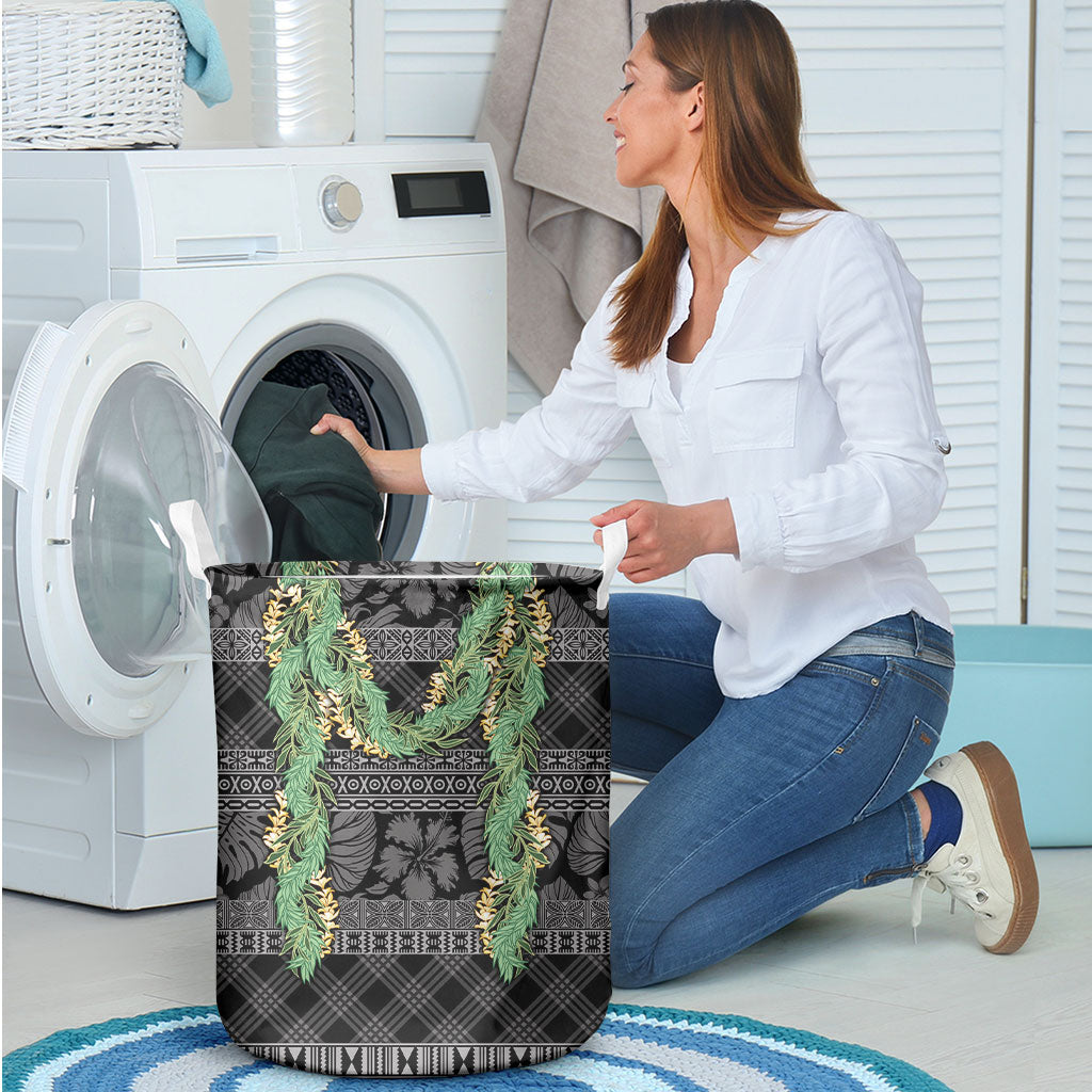Hawai'i Paniolo Maile Twisted Lei Laundry Basket Obsidian Black