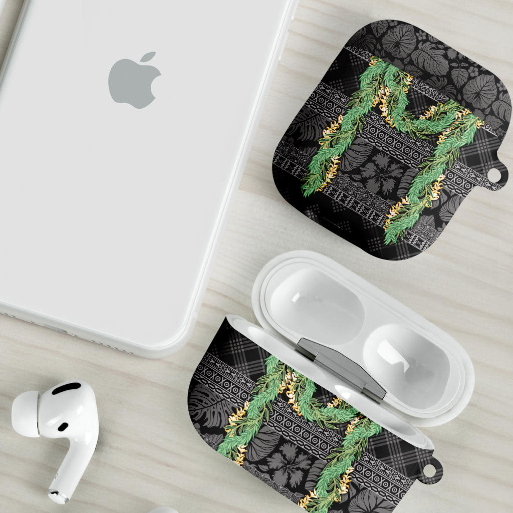 Hawai'i Paniolo Maile Twisted Lei AirPods Case Obsidian Black