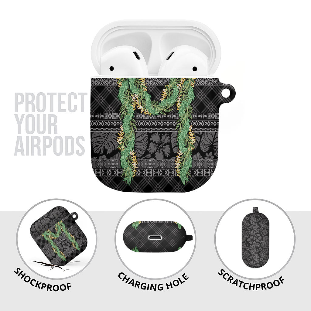 Hawai'i Paniolo Maile Twisted Lei AirPods Case Obsidian Black