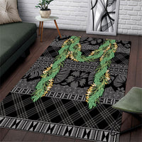 Hawai'i Paniolo Maile Twisted Lei Area Rug Obsidian Black
