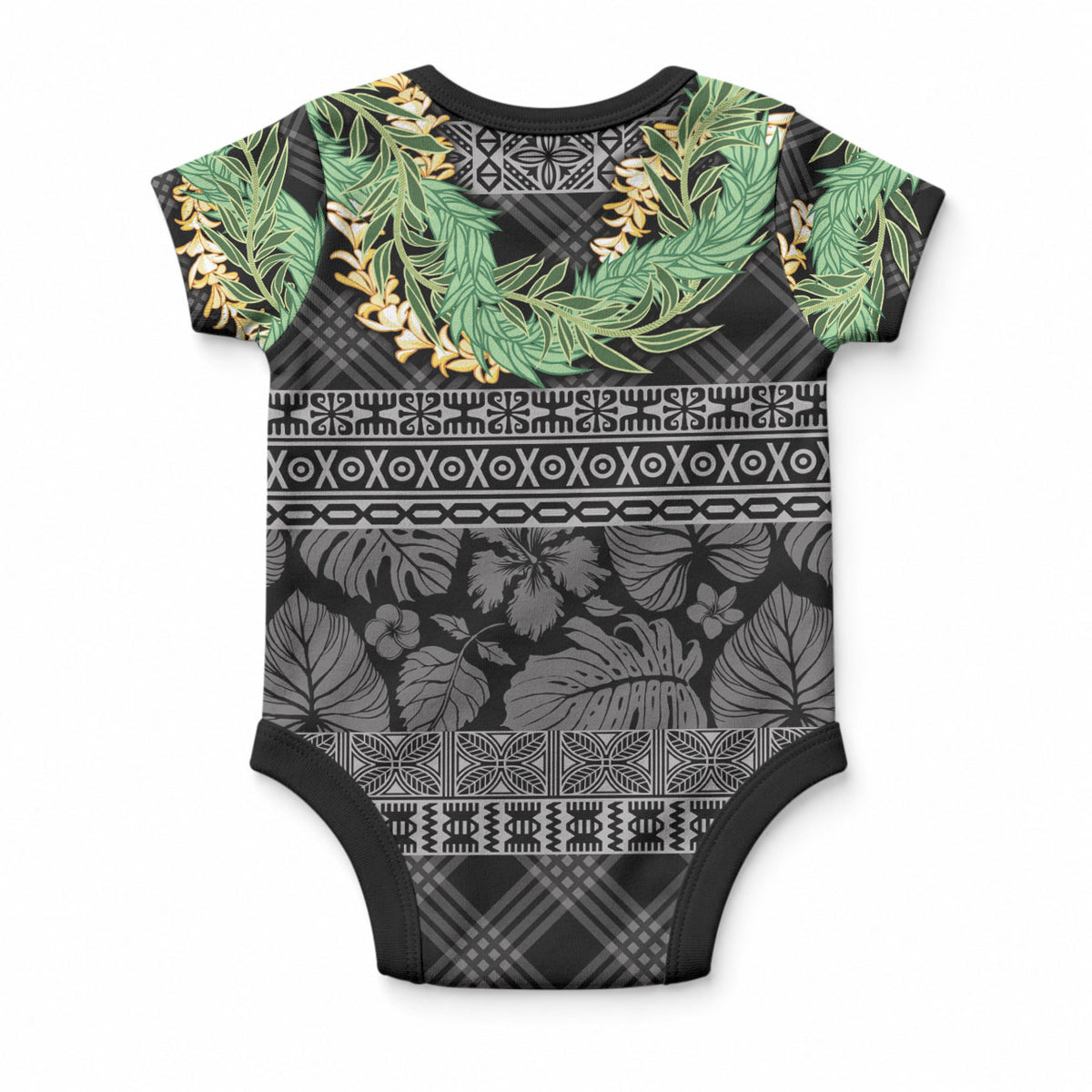 Hawai'i Paniolo Maile Twisted Lei Baby Onesie Obsidian Black